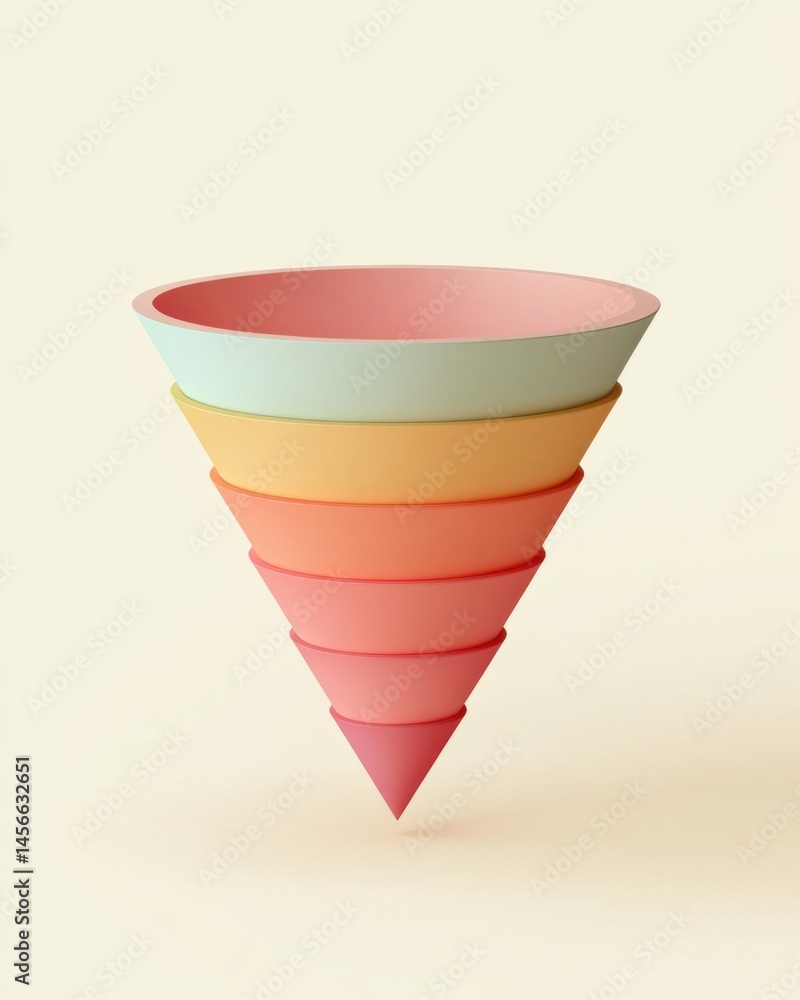 Poster abstract pastel cone shape 3d rendering
