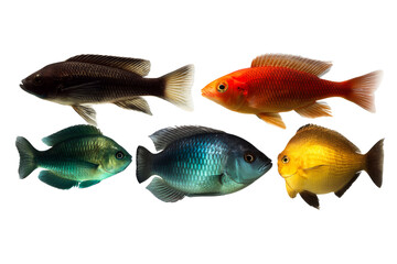 Colorful freshwater fish displayed on a transparent background