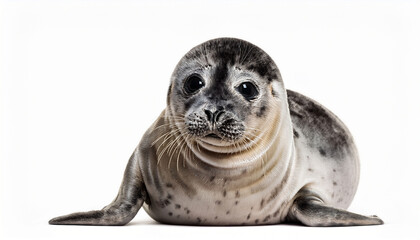 Cute common seal lying down
