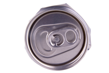 crumpled empty blank soda can isolated on white, transparent background. png image