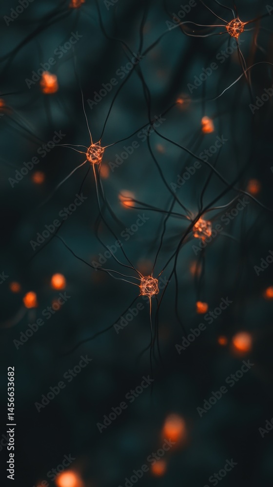 Leinwandbilder abstract neuron network close up view neural connection synapse brain cell biology science backgroun