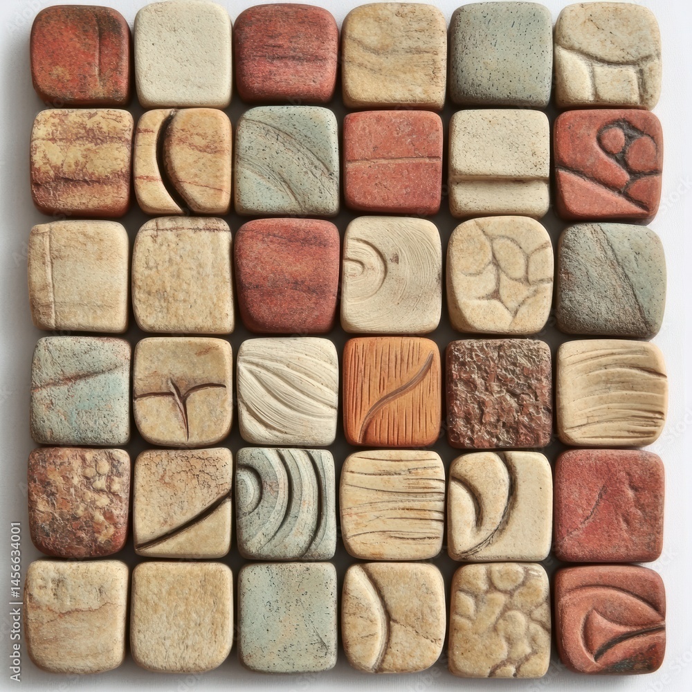 Leinwandbilder Stone tile arrangement overhead shot displaying texture pattern color variation material design aesthetic