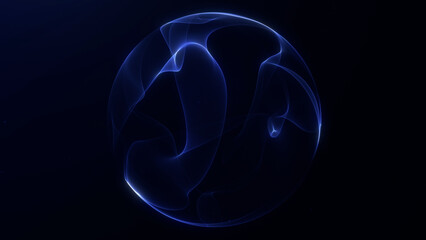 Abstract blue glowing sphere with dynamic wave patterns. Great for technology, science, or UI backgrounds. Smooth and modern.