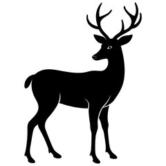 A deer  silhouette on white background