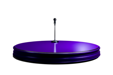 Purple stage with microphone ready for performance or presentation