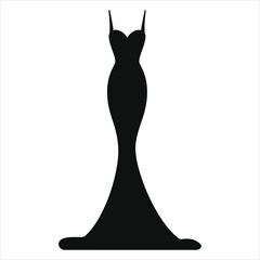 Elegant Black Evening Gown Vector Silhouette/A simple, elegant silhouette of a black evening gown.