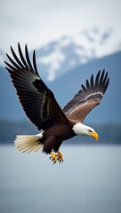 Naklejka premium bald eagle in flight