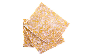 tempeh or tempe, sliced tempeh isolated on white. transparent background, png image