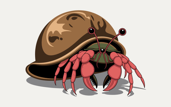 red crab in brown shell clip art preview