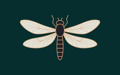 Elegant Pixel Art Dragonfly Illustration with Detailed Wings