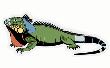Fototapeta premium Colorful Iguana Drawing Illustration Reptile Graphic Fauna Nature