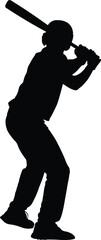 Naklejka premium Baseball Player Swinging Bat Silhouette, Hitting Baseball Player Silhouette Action