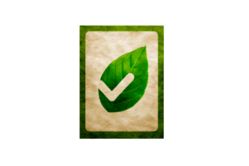 Leaf checkmark symbol representing eco friendly concept