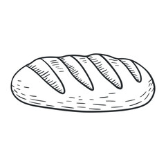 Vintage-style vector bread icon in hand-drawn outline. Perfect for bakery branding, rustic menu designs, packaging, and artisan food labels.