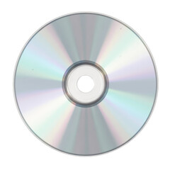 Shiny compact disc, reflective surface, ideal for showcasing digital media or audio content, blank center for labeling. Isolated on white background or PNG