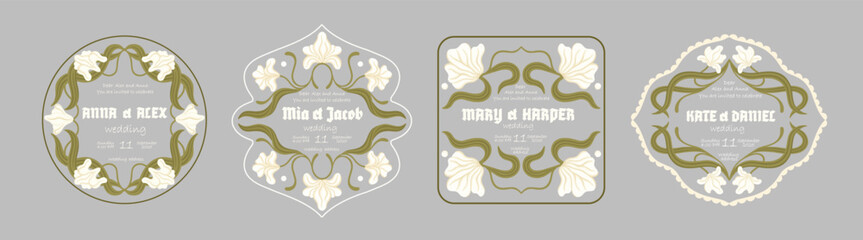 Elegant Floral templates for Wedding invitations. Vector.
