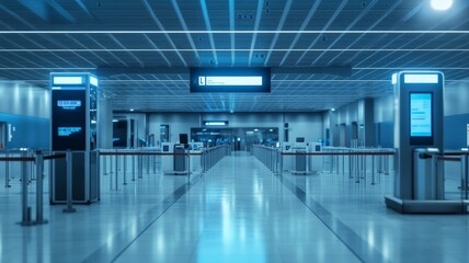 Fototapeta premium Advanced ai technology at airport security scanning center enhances traveler experience and safety measures