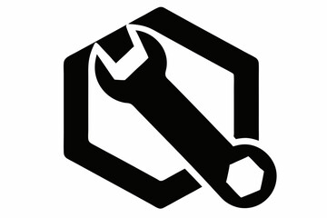 Hex Wrench Key Silhouette Vector Illustration 