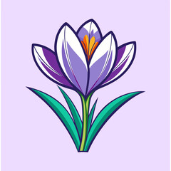 Beautiful Purple Crocus Flower Spring Blossom Illustration Graphic Design