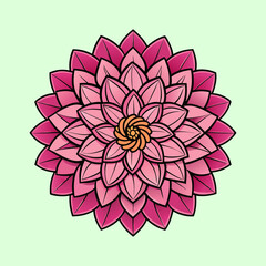 A Stunning Pink Dahlia Flower Mandala Design Illustration