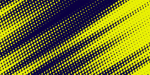 Yellow halftone on blue background. Vector dotted sparkles or halftone shine pattern texture Pop Art Style Background.