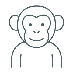 Fototapeta premium Outlined monkey face and body in cartoonish vector style.