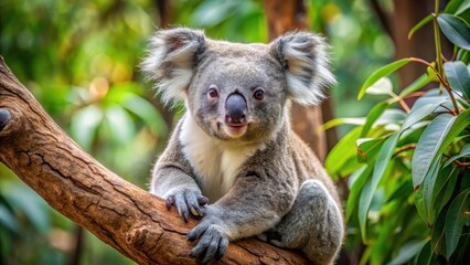 Obraz premium Adorable Koala in Tree at Zoo de Beauval, animal lover, cute animal, animal lover, cute animal, de Beauval, wildlife