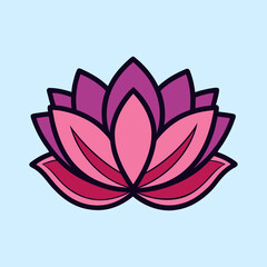 Beautiful Pink and Purple Lotus Flower Design Illustration Graphic Art