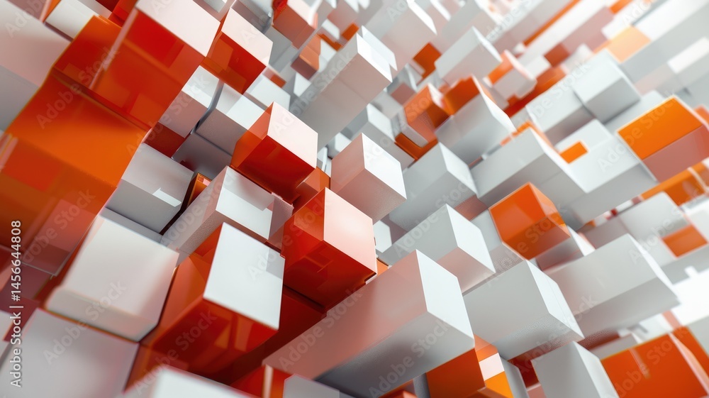 Poster abstract picture micro particle in geometric shape represent data flow. vivid flowing object with hi