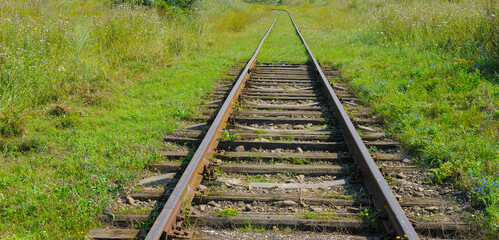 Old abandoned railway in the countryside.