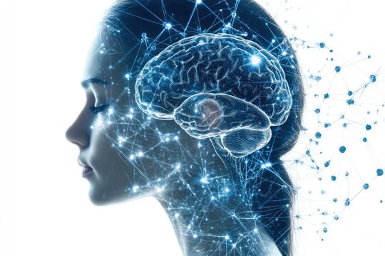 Women's mental health and brain fog concept art