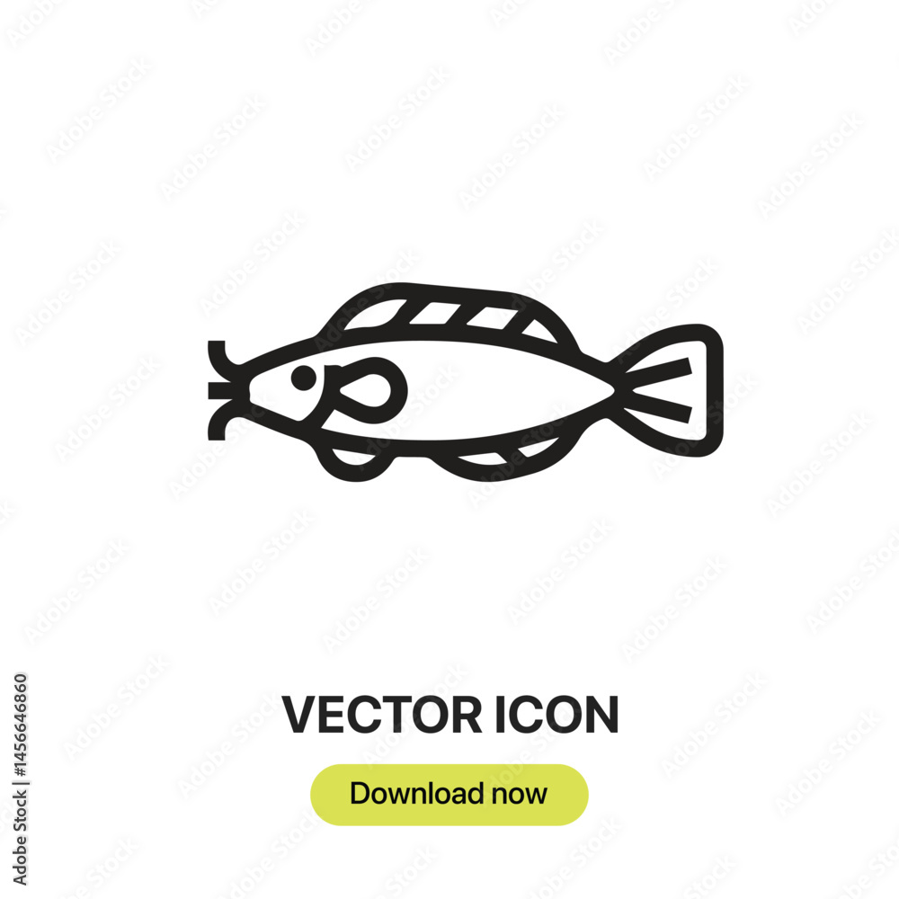 Aufkleber catfish icon vector. linear-style sign for mobile concept and web design. catfish symbol illustratio