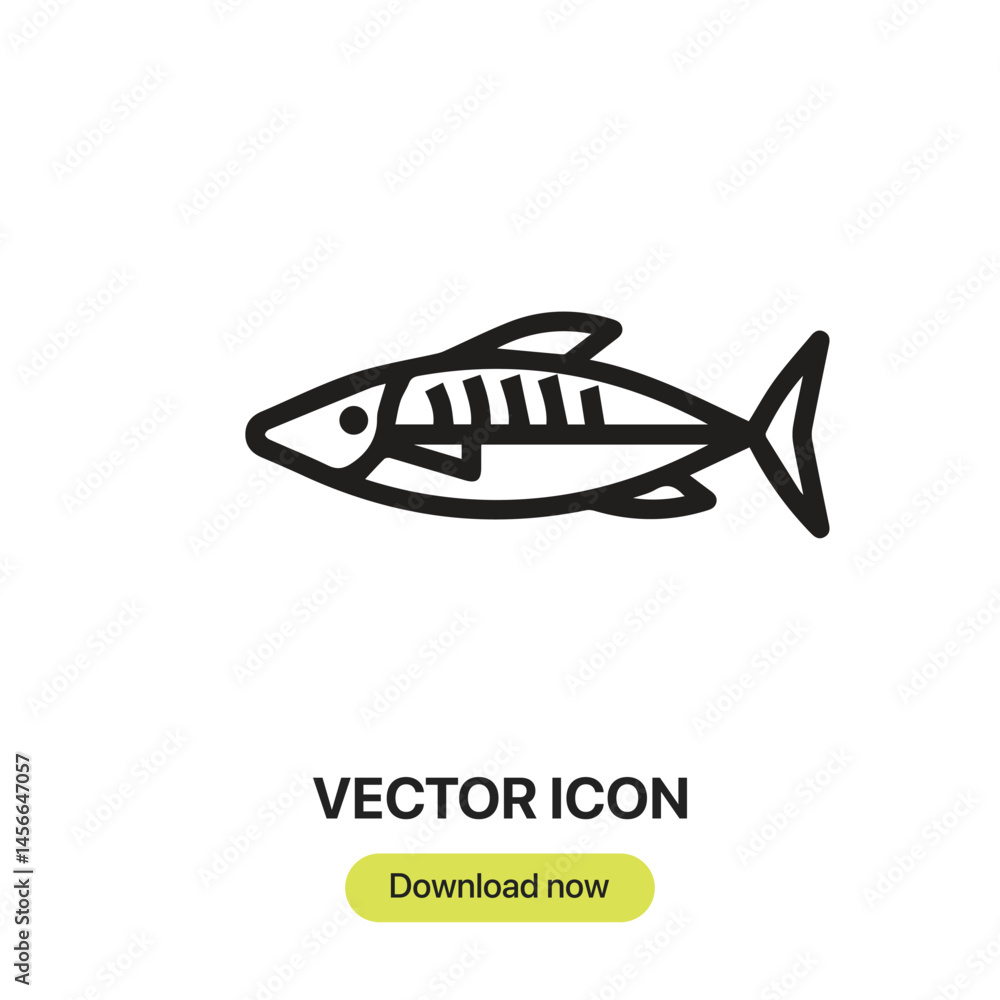 Poster mackerel icon vector. linear-style sign for mobile concept and web design. mackerel symbol illustrat