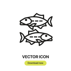 Sardine icon vector. Linear-style sign for mobile concept and web design. Sardine symbol illustration. Pixel vector graphics - Vector.	