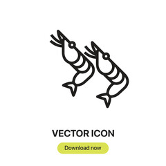 Shrimp icon vector. Linear-style sign for mobile concept and web design. Shrimp symbol illustration. Pixel vector graphics - Vector.	