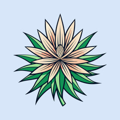 A Stunning Illustration of a Peach Colored Flower with Green Spiky Leaves