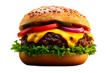 Delicious cheeseburger with fresh ingredients ready to enjoy