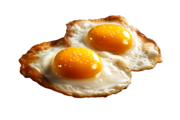 Fried eggs on a clear background, ready to serve