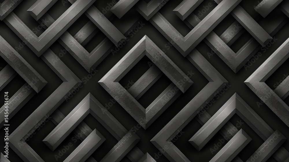 Poster striking geometric patterns in dark shades create an intriguing visual depth