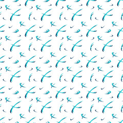 Seamless pattern with flowing turquoise and navy brushstrokes on white background. Dynamic abstract design for textiles, digital backgrounds, and modern decor with a fresh coastal aesthetic.