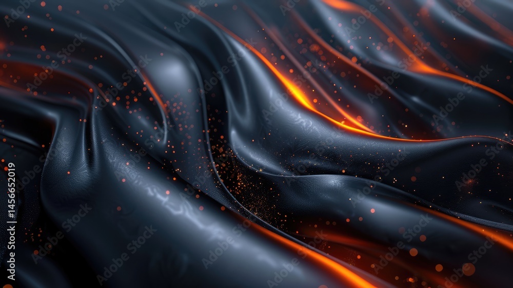 Poster this dark and mysterious abstract wallpaper features flowing textures with glowing orange highlights
