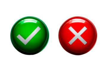 Green check and red cross for approval and rejection