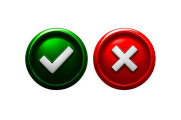 Obraz premium Check mark and cross symbol icons on transparent background