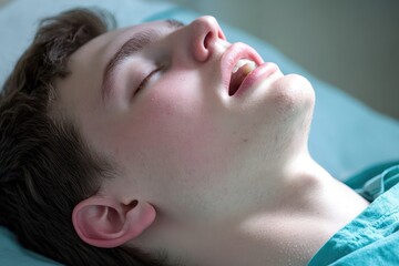 Man sleeping with mouth open illustrates sleep apnea