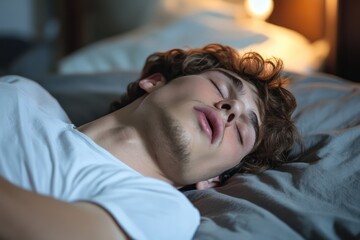 Man sleeping with mouth open illustrates sleep apnea