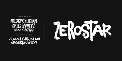 Groovy Bold Handwritten Grunge Font. Rustic Font. Distressed Font. Rough Font. Uppercase,Lowercase,Number .Design For Fashion Sport Film Movie .
Vector illustration 