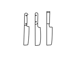 Sharp Kitchen Cleaver Illustration in Minimalist Outline Style Design. cleaver outline icon. Linear vector from kitchen concept. Thin line cleaver icon isolated on a white background.