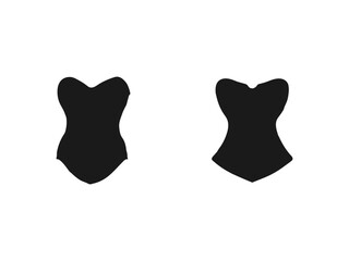 Corset silhouette vector art white background. Lace women's underwear, boudoir style, corset, bodysuit, bra vector illustration.
