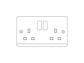 Diverse International Electrical Outlets in Outline Vector Illustration. Power plug two Socket Outlet type G with switch, Outline style Vector illustration. Cable network filter symbol.