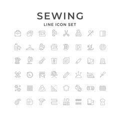 Set line icons of sewing